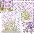 Papir, Violet Whisper 18, 3D Violet Flowers and Leaves, izrezki
