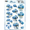 3D Decoupage papir, Blue Meadow, Vase