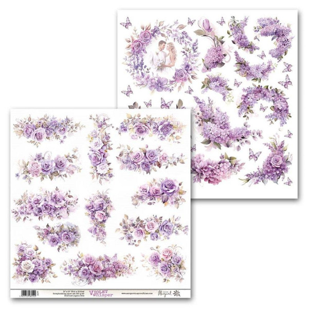 Papir, Violet Whisper 16, Flowers, izrezki