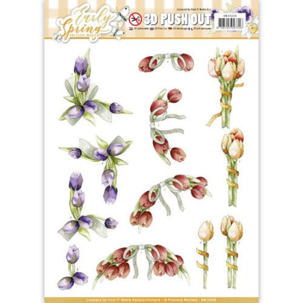 Papir, 3D Push Out, Early Spring, Early Tulips
