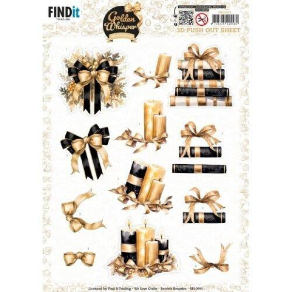 Papirnati izrezki, 3D Pushout Sheet, Golden Whisper, Bow