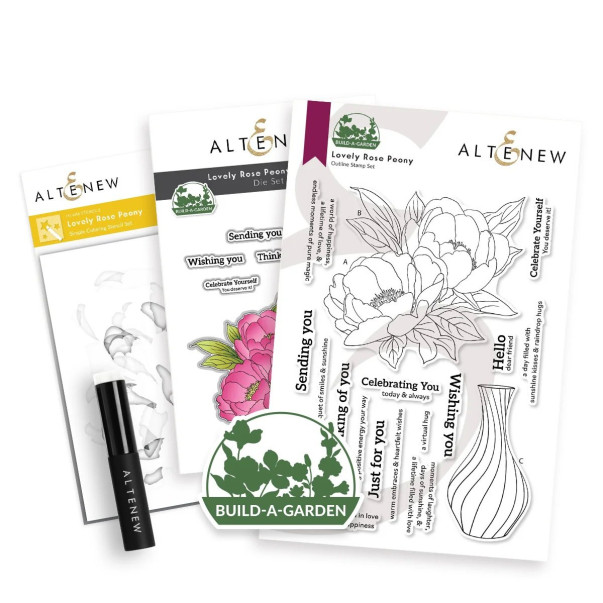 Rezalna šablona, štampiljka in stencil, Build-A-Garden: Lovely Rose Peony & Add-on Die Bundle
