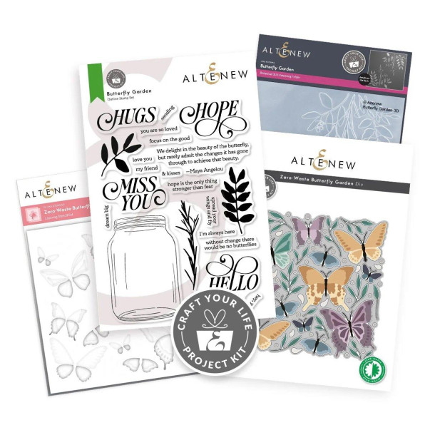 Rezalna šablona, štampiljka, plastična šablona in mapa za embosiranje, Craft Your Life Project Kit: Butterfly Garden