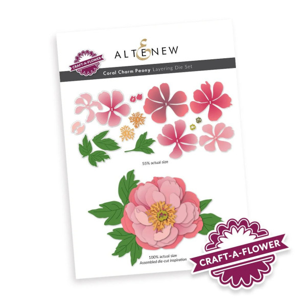 Rezalna šablona, Craft-A-Flower: Coral Charm Peony, Layering