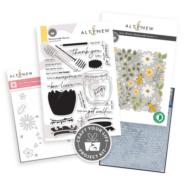 Rezalna šablona, štampiljka, plastična šablona in mapa za embosiranje, Craft Your Life Project Kit: Honeycomb Haven