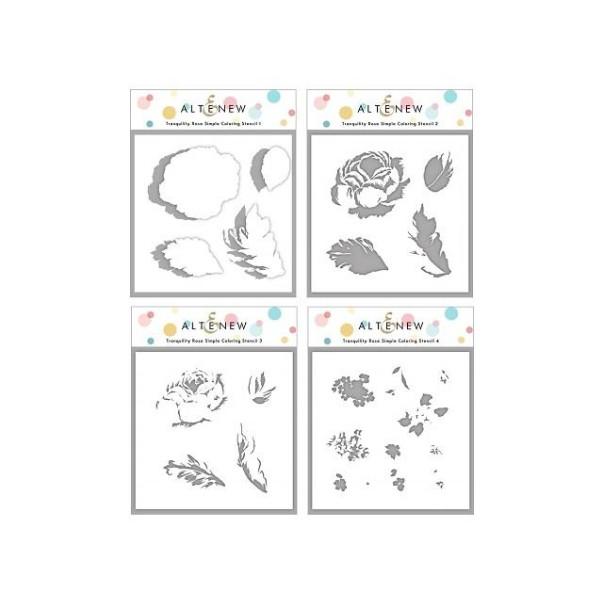 Plastična šablona, Tranquility Rose Simple Coloring Stencil Set (4 in 1)
