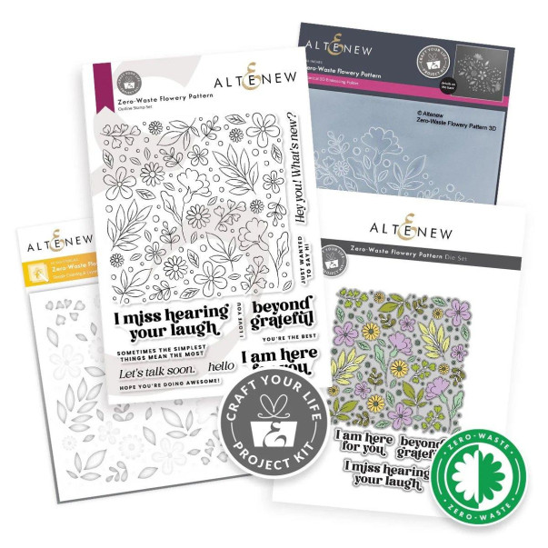 Rezalna šablona, štampiljka, plastična šablona in mapa za embosiranje, Craft Your Life Project Kit: Zero-Waste Flowery Pattern