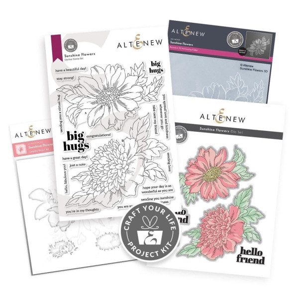 Rezalna šablona, štampiljka, plastična šablona in mapa za embosiranje, Craft Your Life Project Kit: Sunshine Flowers