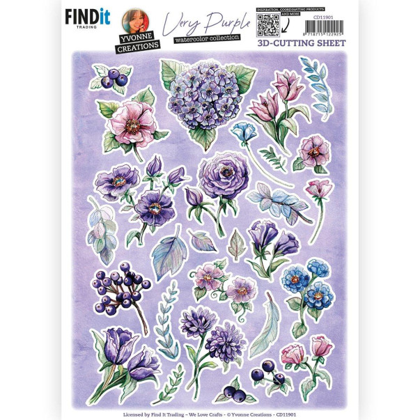 Decoupage papir, Very Purple, Small Elements B