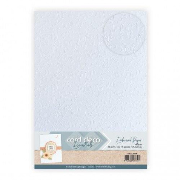 Papir z embosiranim vzorcem, Vine Flourish, bel