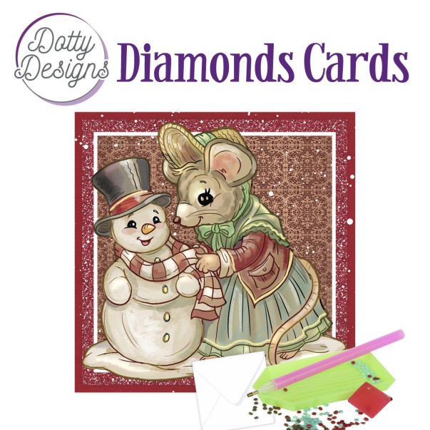 Voščilnica, Dotty Designs Diamond Cards, Mouse and Snowman