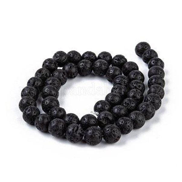 Perle, lava, natural kamni, črna, 8 mm