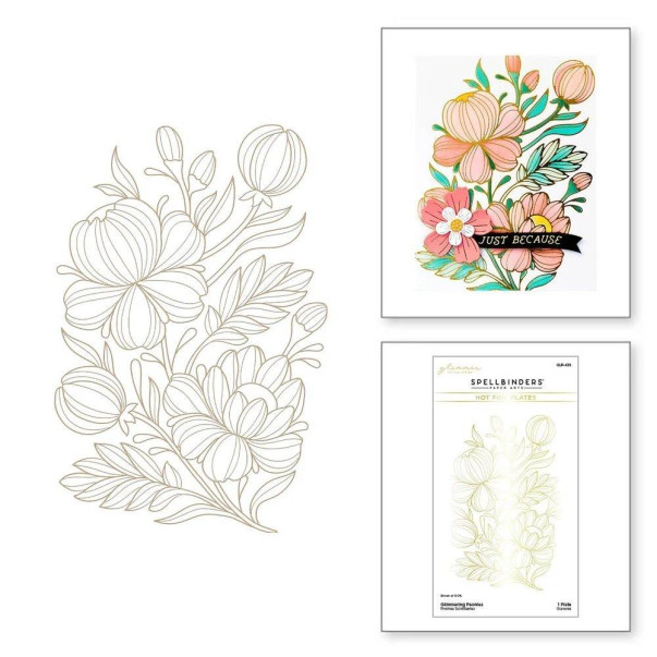 Šablona, Glimmer Hot Foil Plate, Glimmering Peonies