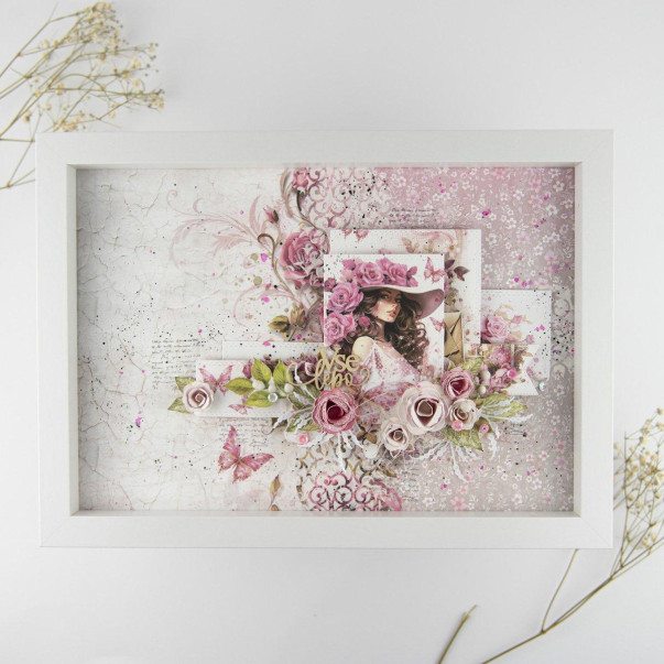 Mixed Media okvir z rožicami in papirji Design Margaret