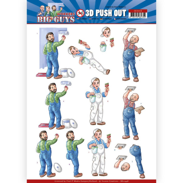 Papir, 3D Push Out, Big Guys, Workers, Handyman