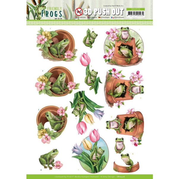 Papir, 3D Push Out, Friendly Frogs, Flower Frogs