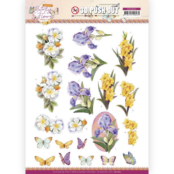 Papir, 3D Push Out, Perfect Butterfly Flowers, Gladiolus