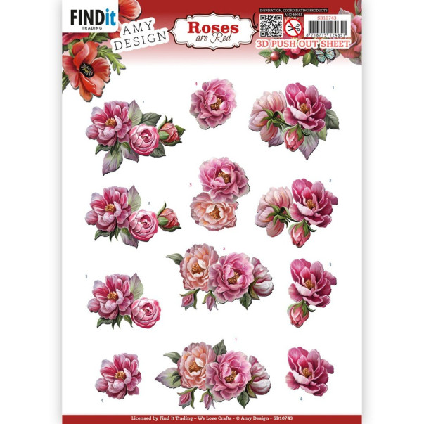 Papir, 3D Push Out, Roses Are Red, Peonies