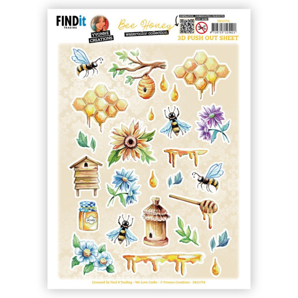 Papir, 3D Push Out, Bee Honey, Small Elements B