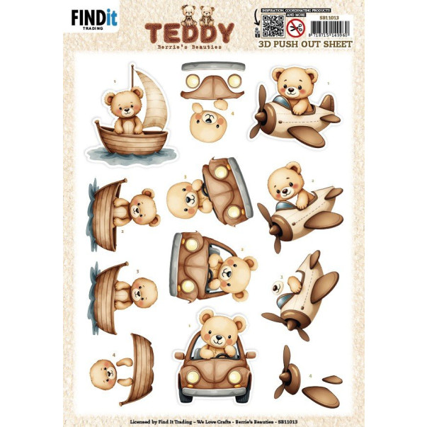 Papir, 3D Push Out, Teddy, Transport