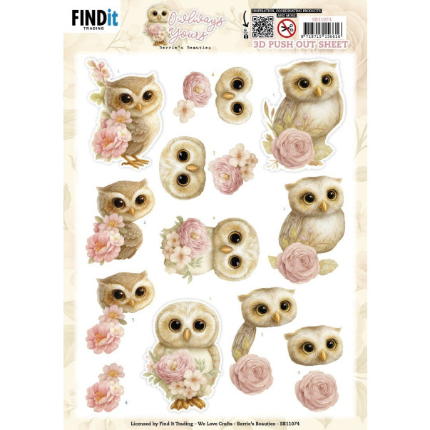 Papir, 3D Pushout Sheet, Owlways Yours, Blossom