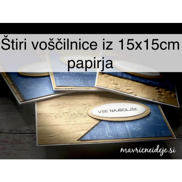 Štiri voščilnice iz 15x15cm papirja