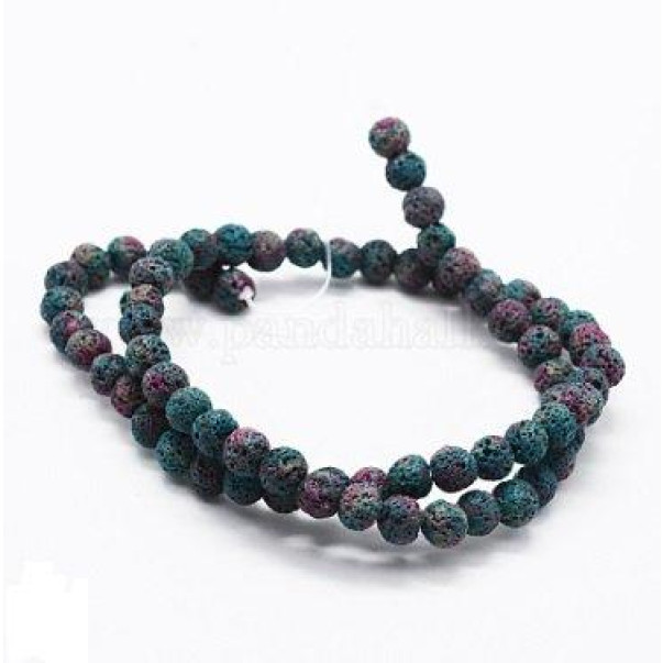 Perle, lava, naravna, Prussian Blue, 6-7 mm