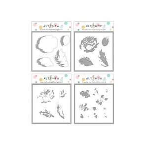 Plastična šablona, Tranquility Rose Simple Coloring Stencil Set (4 in 1)