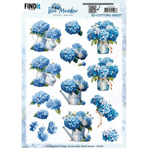 3D Decoupage papir, Blue Meadow, Vase