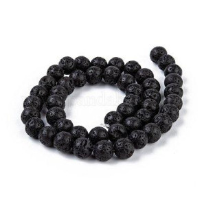 Perle, lava, natural kamni, črna, 8 mm