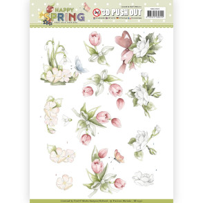 Papir, 3D Push Out, Happy Spring, Happy Spring Flowers