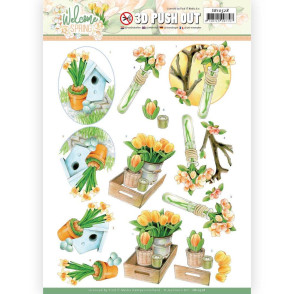 Papir, 3D Push Out, Welcome Spring, Orange Tulips