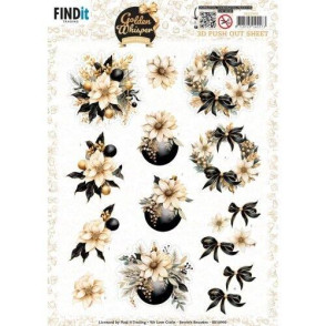 Papirnati izrezki, 3D Pushout Sheet, Golden Whisper, Flowers