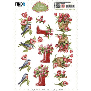 Papir, 3D Push Out, Tulip Dreams, Red Tulips