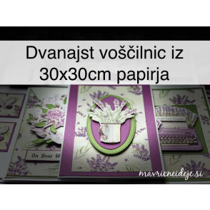Dvanajst voščilnic iz 30 x 30 cm papirja