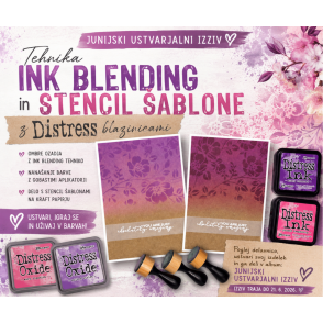 Tehnika ink blending in stencil šablone z Distress blazinicami 